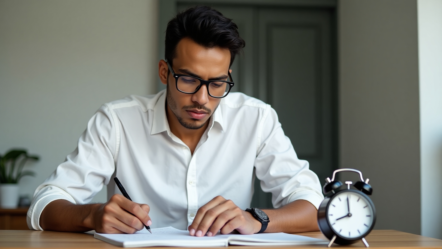 Person using a 10-minute timer to stay productive at work.